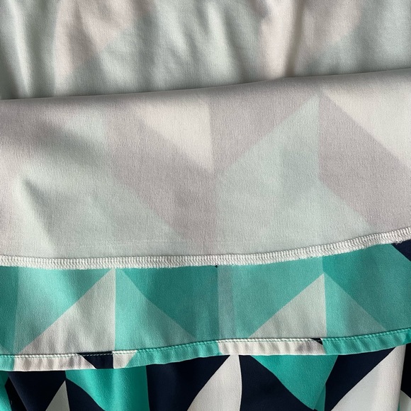 Strapless Blue Geometric Print Dress - Picture 4 of 9